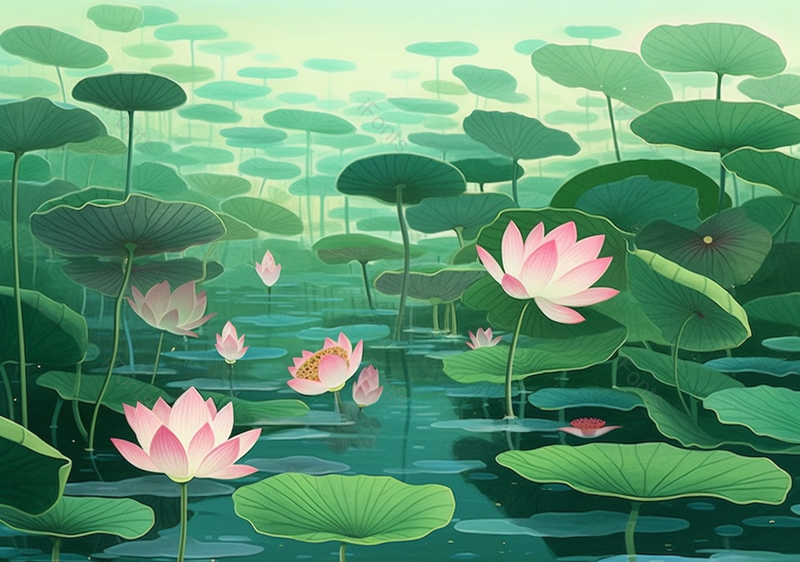 绿色荷叶荷花盛,插画/手绘图,插画/手绘图库,插画/手绘图下载,插画/手绘